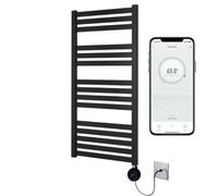VAS Electric Black WiFi Heated Towel Rail Flat 600mm W x 1165mm H