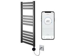 VAS Electric Black WiFi Heated Towel Rail Flat 600mm W x 960mm H