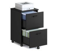VASAGLE 2-Drawer Filing Cabinet, Mobile Printer Stand for Home Office | Small Rolling File Cabinet, A4, Letter-Size Files, Ink Black, CUSTOS Collection OFC040B16