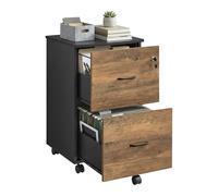 VASAGLE 2-Drawer Lockable File Cabinet for Home Office, Rolling File Cabinet, Printer Stand, A4, Letter-Size Hanging Files, Assembly Required, Honey Brown and Ink Black CUSTOS Collection LCD027KB02