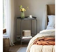 Vasagle 2-Tier Side Table, Metal End Table, Small Sofa Coffee Table, Nightstand With Tray Surface, Modern Style, For Indoor