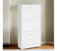 Vasagle 3 Compartment Storage Cabinet, Adjustable Drawer Shoe Rack For Entryway, 3-Tier Organizer, White