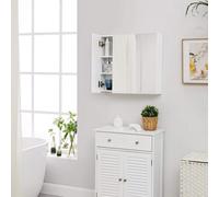 Vasagle 3-Door Bathroom Wall Cabinet, 60 X 15 X 55 Cm, Cupboard With Mirror, Storage Cabinet, With Adjustable Shelf, Modern
