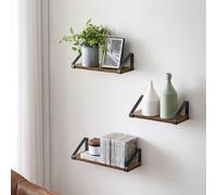 VASAGLE 3 Pieces Wall Shelves Floating Shelf Display Shelf Organising Rack in Brown VASAGLE Brown