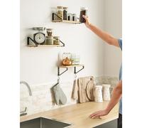 VASAGLE 3 Pieces Wall Shelves Floating Shelf Display Shelf Organising Rack in Natural VASAGLE Natural