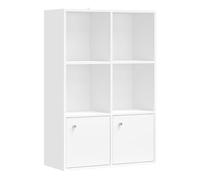VASAGLE 3-Tier Bookcase with 2 Doors | Bookshelf and Storage Unit, 65.8 x 29 x 97.8 cm, for Study Home Office, Cloud White, Custos Collection LBC506WB01