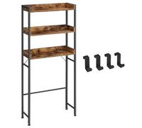VASAGLE 3-Tier Over-The-Toilet Rack, Space-Saving Bathroom Storage Shelf | Washing Machine Storage Rack, Easy to Assemble, Industrial Style, Rustic Brown and Ink Black, BARNET Collection BTS002B01