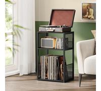 VASAGLE 3-Tier Record Player Stand Vinyl Storage up to 100 Albums Side Table in Black VASAGLE Black