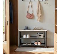 Vasagle 3-Tier Shoe Rack, Storage Bench With Mesh Shelves, Shoe Organiser For Hallway, 30 X 73 X 45 Cm, Greige And Black