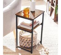 VASAGLE 3-Tier Sofa Side Table End Table Steel Frame Industrial Office in Brown VASAGLE Brown