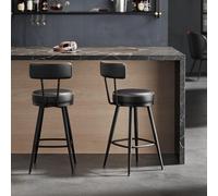 VASAGLE 360 Swivel Bar Stools with Backrests Set of 2 in Black VASAGLE Black