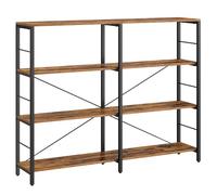 VASAGLE 4-Tier Bookshelf, Shelving Unit, 120 x 30 x 109.4 cm | Storage Shelf, Room Divider, Living Room, Study, Kitchen, Rustic Brown and Matte Black, BARNET Collection LLS131K01