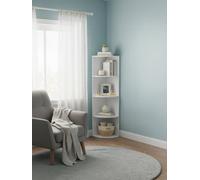 Vasagle 4-Tier Bookshelf, Wooden Corner Freestanding Storage Shelves, For Study, Bedroom, Kitchen, Living Room, White