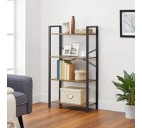 VASAGLE 4-Tier Industrial Bookcase Storage Shelving Unit Study Office in Brown VASAGLE Brown