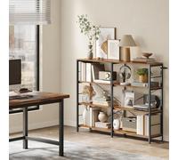 VASAGLE 4-Tier Industrial Storage Shelf Room Divider Tall Unit in Brown VASAGLE Brown