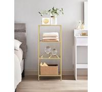 VASAGLE 4-Tier Tempered Glass Shelf Bookshelf Easy Assembly Storage in Gold VASAGLE Gold