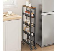 VASAGLE 5-Shelf Rolling Kitchen Cart with Castors Handle Small Spaces in Black VASAGLE Black