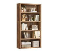 VASAGLE 5-Tier Bookcase, Adjustable Shelves, Tall Shelf Unit | Living Room Storage Unit, 75 x 24 x 139.5 cm, Anti-Tip Kit, Home Office, Honey Brown, Kean Collection LBC854K101