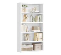 VASAGLE 5-Tier Bookcase, Adjustable Shelves, Tall Shelf Unit | Living Room Storage Unit, 75 x 24 x 139.5 cm, Anti-Tip Kit, Home Office, Cloud White, Kean Collection LBC854W101