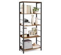 VASAGLE 5-Tier Bookcase, Book Shelf, Bookshelf, 30 x 60 x 144 cm, Shelving Unit, with Back Panels, Industrial, for Living Room, Study, Home Office,
