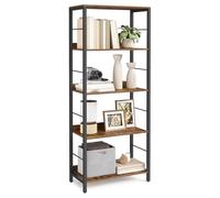 VASAGLE 5-Tier Bookcase, Book Shelf, Bookshelf, 30 x 60 x 144 cm, Shelving Unit, with Back Panels, Industrial, for Living Room, Study, Home Office,