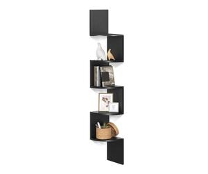 VASAGLE 5-Tier Corner Shelf, Display Floating Shelf in Living Room, Study, Kitchen, Bedroom, for Plants, CDs, Decorations, Modern, Ink Black LBC072B01