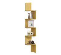 Elegant 5-Tier Corner Shelf in Natural Oak - Space-Saving Floating Design