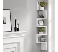 VASAGLE 5 Tier Corner Wall Shelf for Display & Decoration in White VASAGLE White