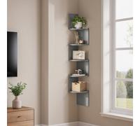 Vasagle 5-Tier Floating Corner Shelf, Wall Mounted Bookshelf, For Bedroom, Living Room, Home Office, Grey