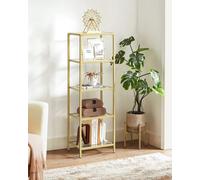 VASAGLE 5-Tier Tempered Glass Bookshelf Storage Rack Easy Assembly in Gold VASAGLE Gold