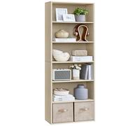 VASAGLE 6-Tier Bookcase, Open Storage Shelf, 60 x 24 x 178.5 cm | Shelving Unit, for Living Room, Home Office, Dining Room, Natural, CUSTOS Collection LBC169L01