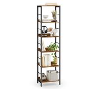 VASAGLE 6-Tier Bookcase, Shelving Unit, with Back Panels, 40 x 30 x 178 cm | Industrial Book Shelf, for Living Room, Study, Home Office, Rustic Brown and Matte Black, BARNET Collection LLS168KD01