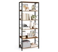VASAGLE 6-Tier Bookcase, Shelving Unit, with Back Panels, 60 x 30 x 178 cm | Industrial Book Shelf, for Living Room, Study, Home Office, Rustic Brown and Matte Black, BARNET Collection LLS118B01