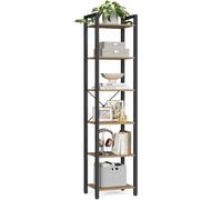 VASAGLE 6-Tier Bookshelf, Bookcase, Shelving Unit, for Office, Study, Living Room, Bedroom, 30 x 40 x 187.5 cm, Industrial, Wheat Brown and Ink Black