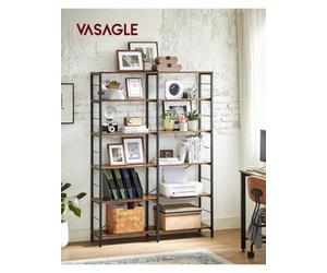 Vasagle 6-Tier Bookshelf, Shelving Unit, Tall Storage Shelf, Industrial Style, Room Divider, Living Room, Study, Kitchen