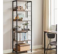 VASAGLE 6-Tier Industrial Bookcase with Back Panels Shelving Unit in Brown VASAGLE Brown