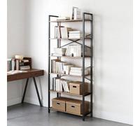 LEDREM 6-Tier Tall Bookshelf, Large Bookcase, Steel Frame, Freestanding Shelf Unit For Living Room, Bedroom, Home Office