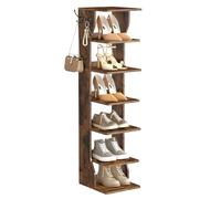 VASAGLE 7-Tier Slim Shoe Rack, Narrow Shoe Storage Organiser | Shoe Stand for Small Spaces, Hallway, Cloakroom, Rustic Brown LBS200KD01