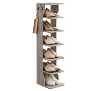 VASAGLE 7-Tier Slim Shoe Rack, Narrow Shoe Storage Organiser | Shoe Stand for Small Spaces, Hallway, Cloakroom, Heather Greige LBS200L01