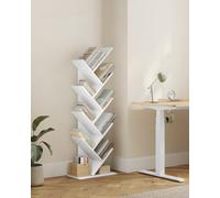 Vasagle 9-Tier Bookcase, Space-Saving Corner Shelf, Floor Standing Bookshelf For Home Office, Bedroom, Living Room, White