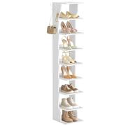 VASAGLE 9-Tier Slim Shoe Rack, Narrow Shoe Storage Organiser | Shoe Stand for Small Spaces, Hallway, Cloakroom, Cloud White LBS210WB01
