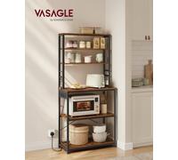 Vasagle Baker's Rack With Power Outlet, Coffee Bar For Kitchen With Storage, 6-Tier Kitchen Shelves With 6 Hooks