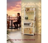 Vasagle Baker's Rack With Power Outlet, Coffee Bar For Kitchen With Storage, 6Tier Kitchen Shelves With 6 Hooks
