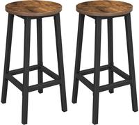 Vasagle Bar Stool Set Of 2 Round Chair High Kitchen Seat Steel Frame Height 65