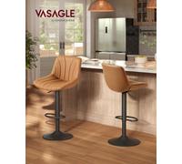Vasagle Bar Stools Set Of 2, Adjustable Bar Chairs With Backs, 360 Swivel, Metal Footrest, Barstools, For Kitchen Dining Reception