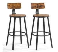VASAGLE Bar Stools Set of 2, Kitchen Breakfast Bar Chairs, with Backrest, Steel Frame, 73 cm Tall Seat, Easy Assembly, Industrial Style, Rustic Brown and Black LBC026B01V1