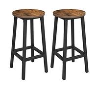 VASAGLE Bar Stools Set of 2, Round Metal Kitchen Stools | Small Stools to Sit On, 32 x 32 x 64 cm, 150 kg Load, Space-Saving, Rustic Brown and Black, BARNET Collection LBC32X