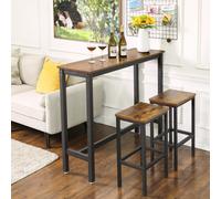 Vasagle Bar Table, Narrow Rectangular Bar Table, Kitchen Table, Pub Dining High Table, Sturdy Metal Frame, 120 X 40 X 100 Cm