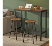 Vasagle Bar Table, Narrow Rectangular, Kitchen, Pub Dining High Table, Easy Assembly, Industrial, Rustic Brown And Black