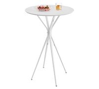 VASAGLE Bar Table, Round Cocktail Table, High Pub Table, 60 x 60 x 105 cm, Metal Frame, Kitchen, Home Bar, Living Room, Modern Style, Cloud White and Matte White LBT024W01